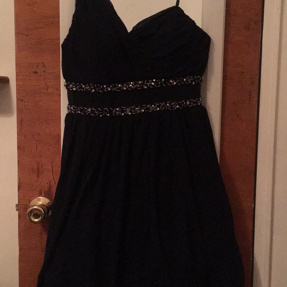 fancy navy blue sequence dress